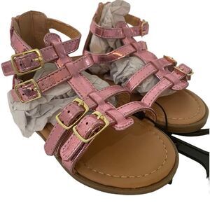 118- GIRLS GLADIATOR SANDALS IN‎ SPARKLING PINK BY NICOLE MILLER sz 7